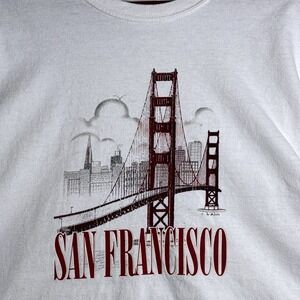 Gildan San Francisco Golden Gate Bridge Graphic T-Shirt Mens XL White Cotton